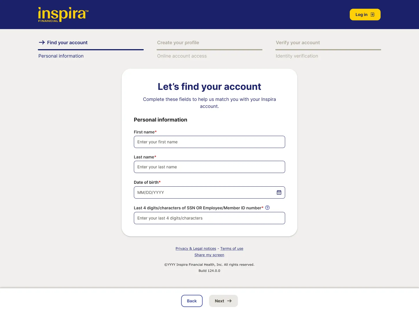 Inspira Registration, screenshot
