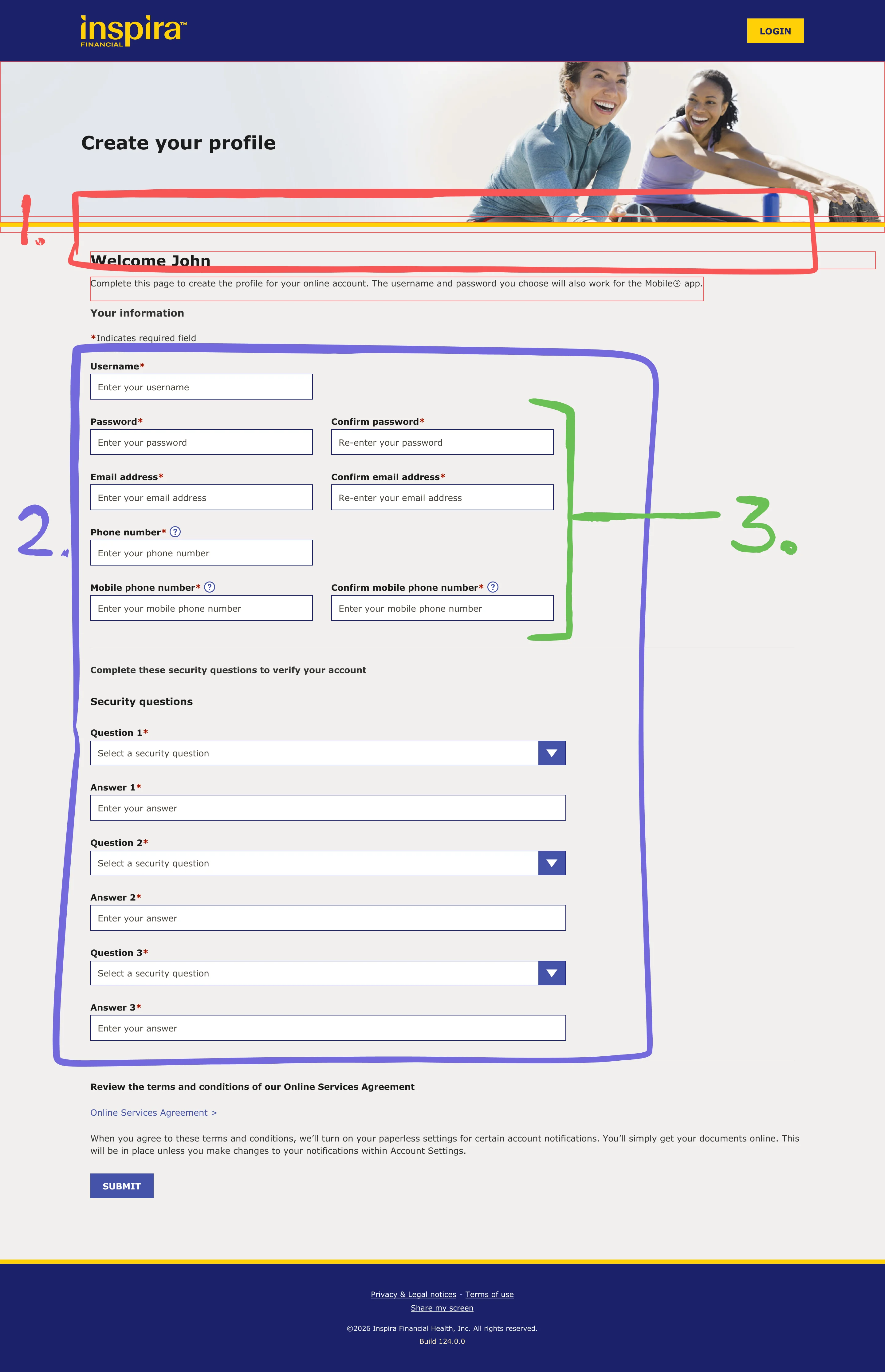 Inspira Registration, screenshot